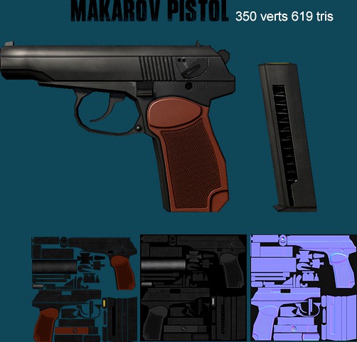 Low poly makarov pistol