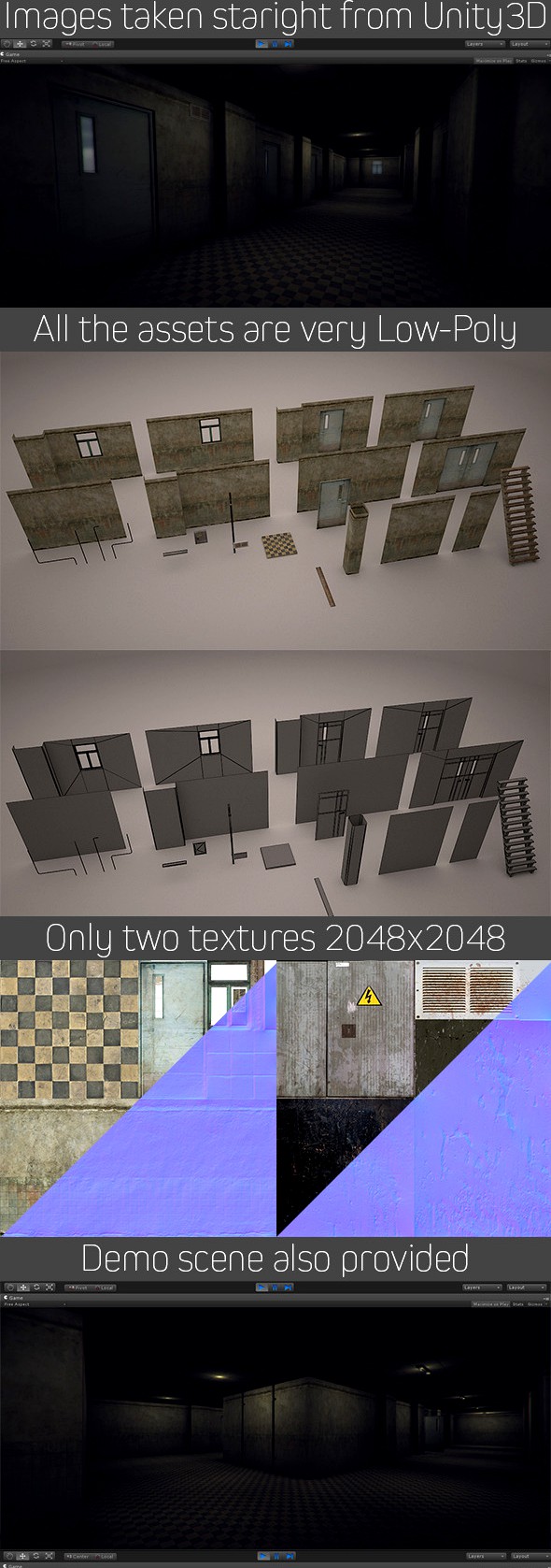 Low Poly Horror Hospital Modular Interior Set