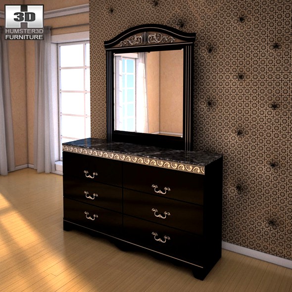 Ashley Constellations Dresser &amp; Mirror - 3D model.