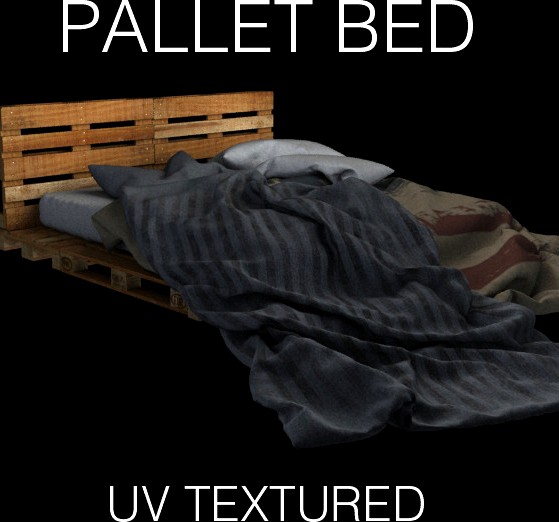 Pallet bed for bedroom interior