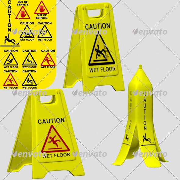 Caution Wet Floor and Out of Service