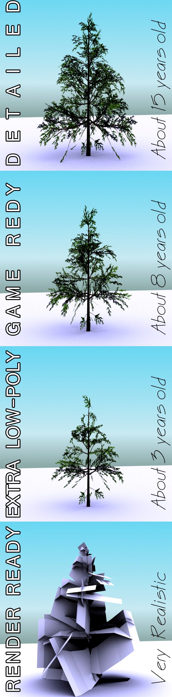 GameReady Low Poly Tree Pack 1 (Lawson&#x27;s Cypress)