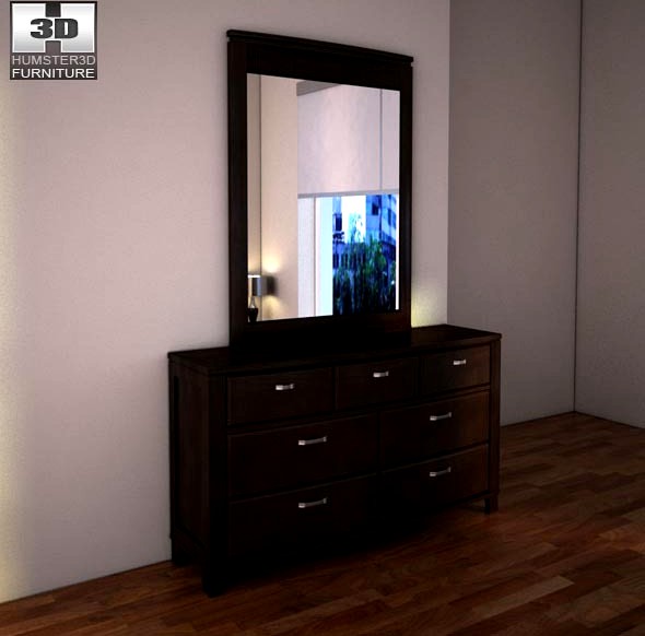 Ashley Emory Dresser &amp; Mirror - 3D model.