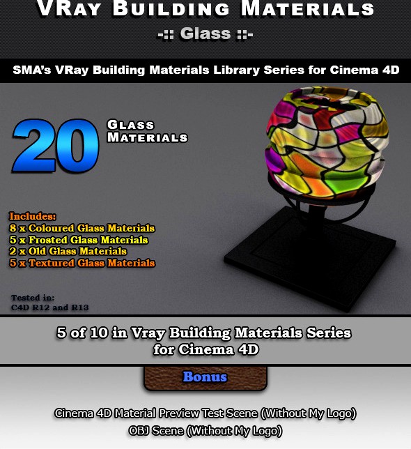 20 VRay Glass Materials for Cinema 4D