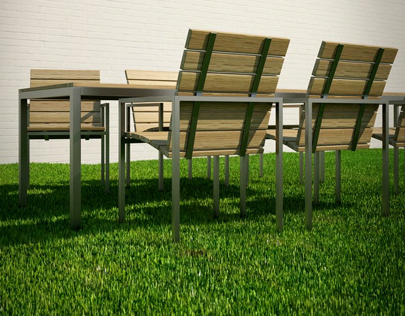 Garden Table and Chairs 3D Model