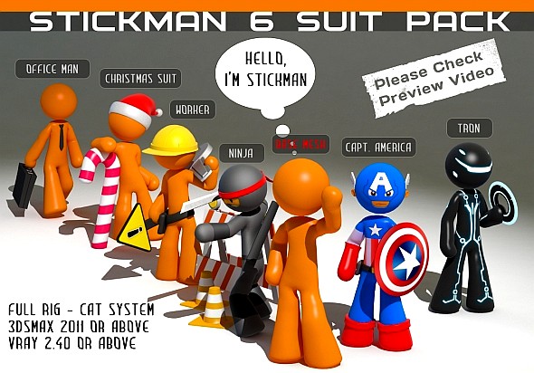 Stickman - 6 suit pack - Full Rig