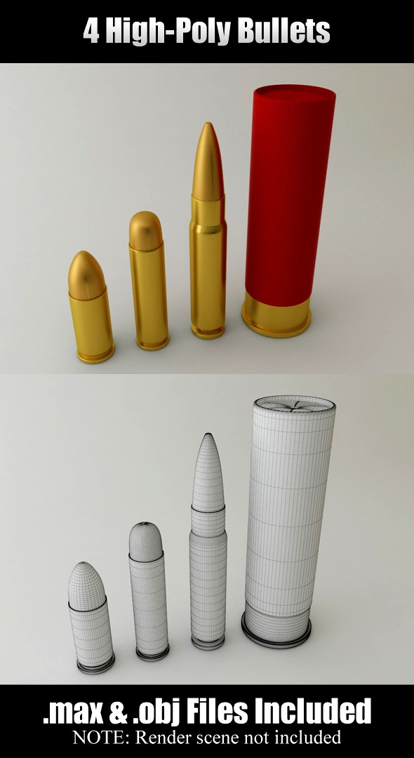 4 High-Poly Bullets