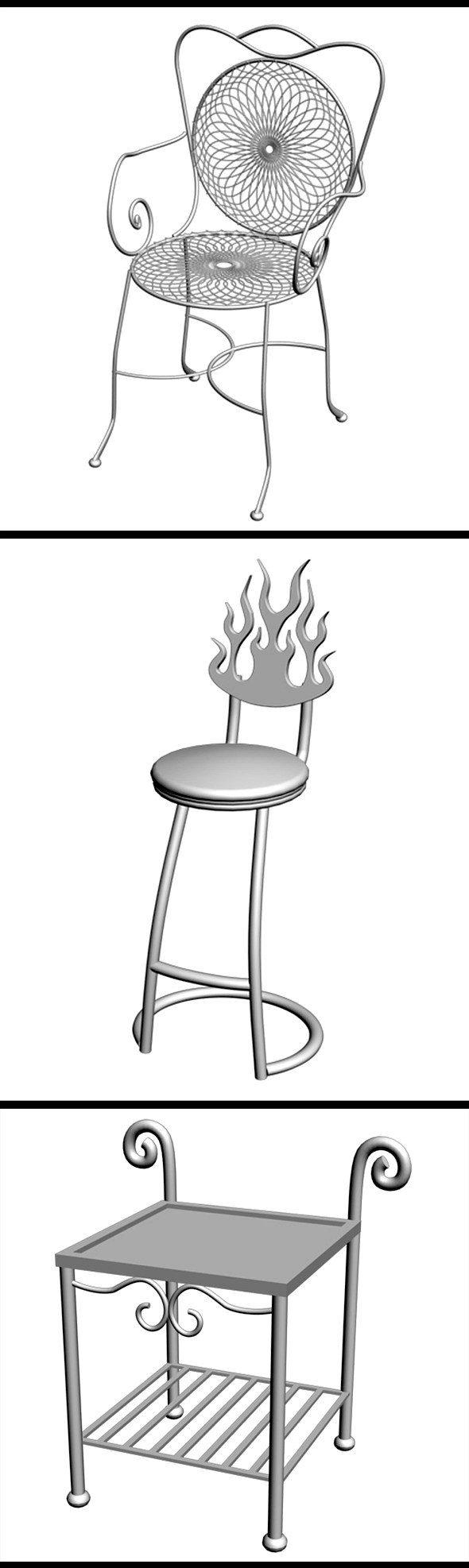 Wrought Iron Furniture Pack 01 3d model