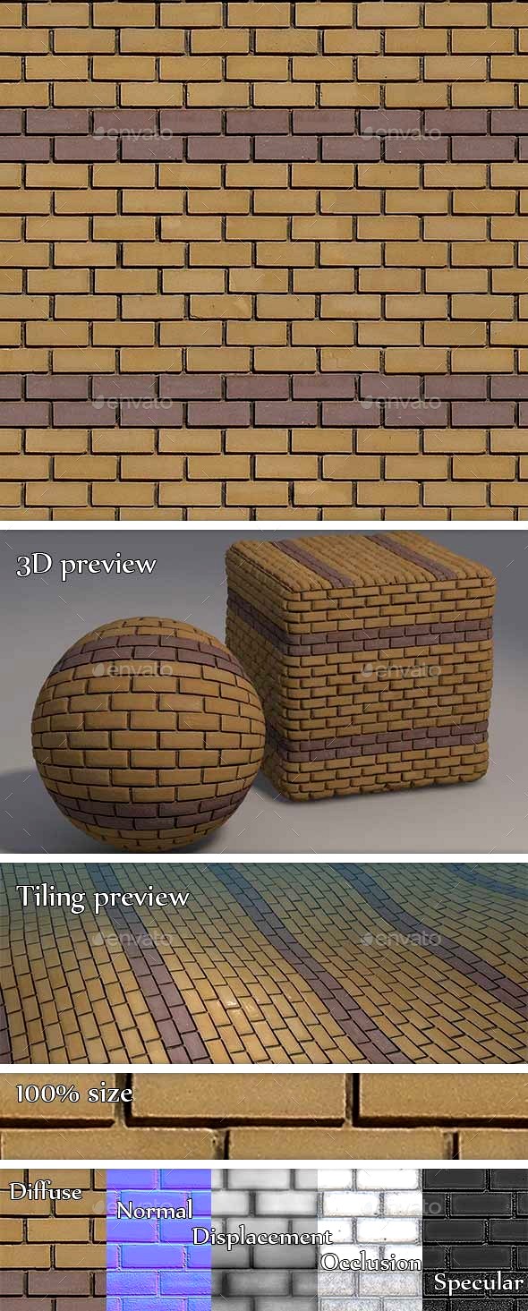 Yellow and Purple Brick Wall Seamless Texture