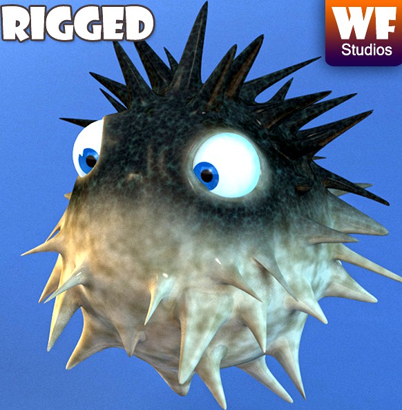 Cartoon Puffer Fish - Rigged