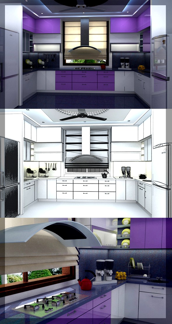 Realistic Kitchen interior 3D