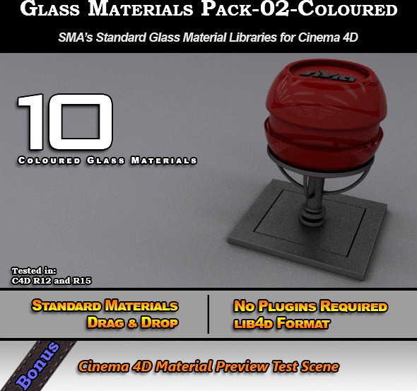 Glass Materials Pack-02-Coloured for Cinema 4D