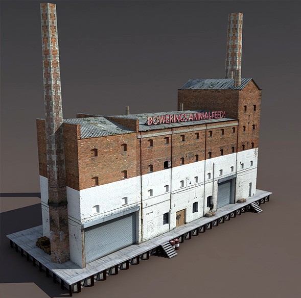 Abandoned Old Factory Low Poly 3d Model