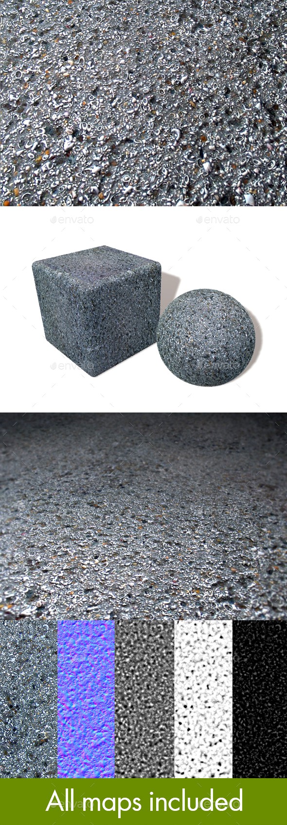 Tarmac with Embedded Shells Seamless Texture