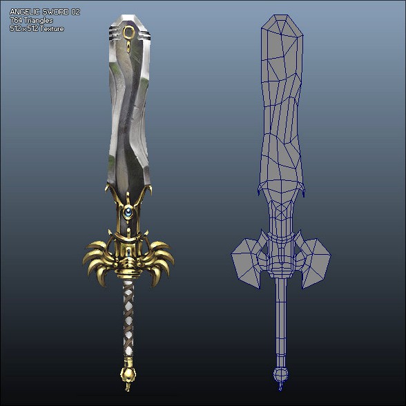 Low Poly Crusader Angelic Sword 02