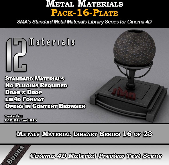Metals Material Pack-16-Plate for Cinema 4D