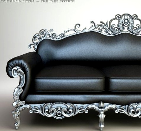 Ornate Baroque Sofa 3D Model