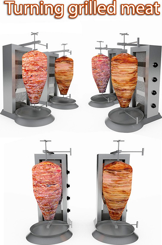 Turning Grilled Meat Kebab
