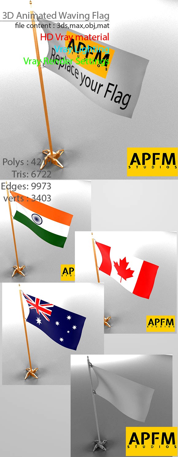 3D Animated Waving Flag