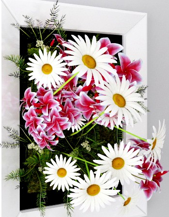 Flowers in the frame for wall mounting