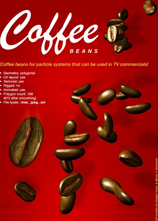 Coffee Bean for Particle Systems 3Ds max