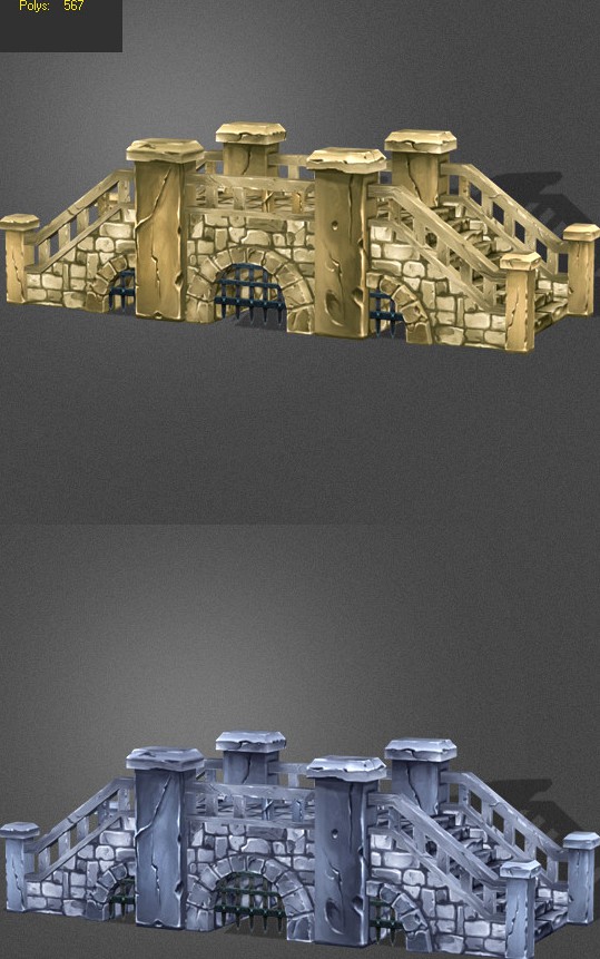 stone bridge low poly