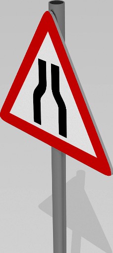 Road narrows sign