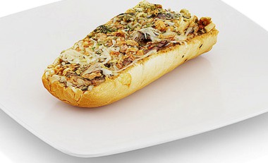 Baguette baked with mushrooms