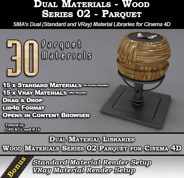 SMA&#x27;s Dual Material Pack - Wood-S02 - Parquet C4D