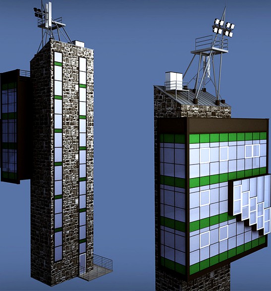 Industrial glass tower