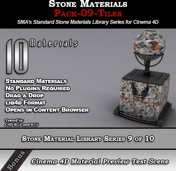 Standard Stone Material Pack-09-Tiles for C4D
