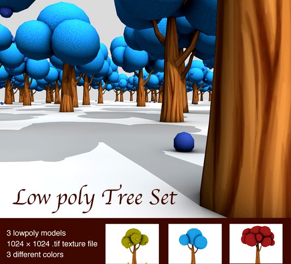 Low Poly Tree Set
