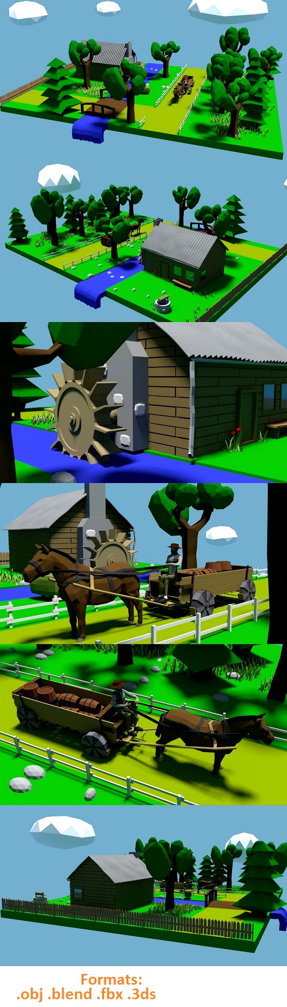 Low Poly River Mill