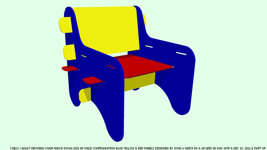CHAIR CHILD GROWING KD RED BLUE YELLOW DESIGNED BY JOHN A WEICK RA