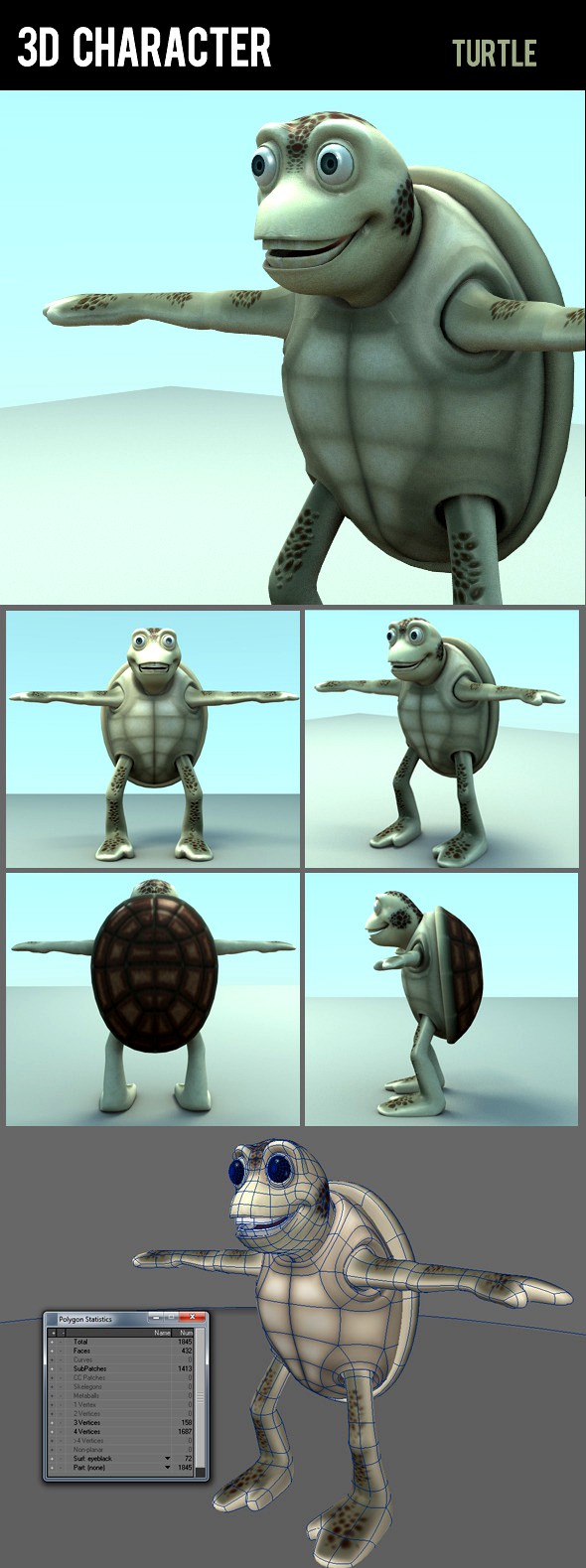 3d character turtle