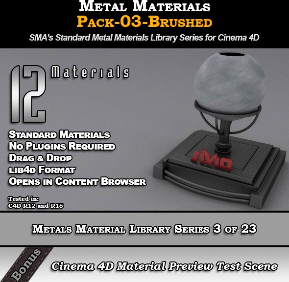 Metals Material Pack-03-Brushed for Cinema 4D