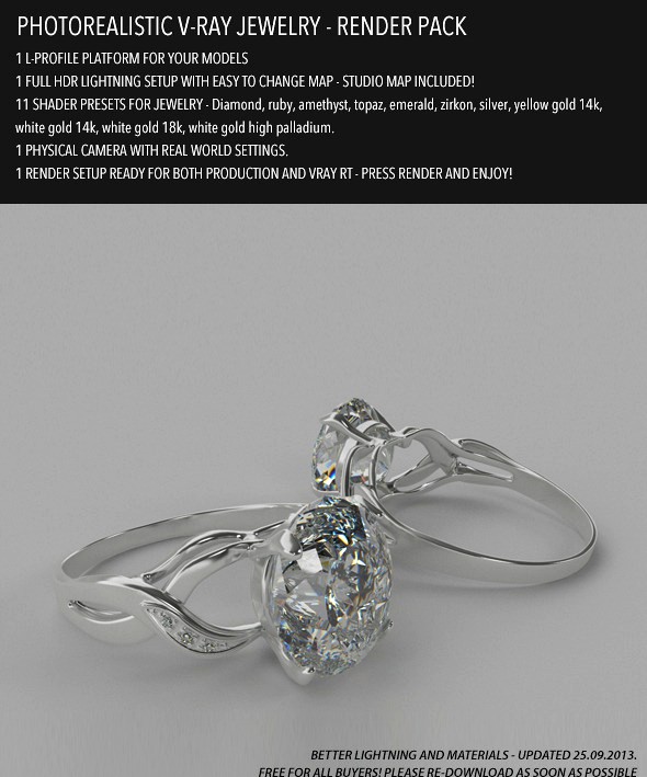 Photorealistic Jewelry Render Pack for V-Ray