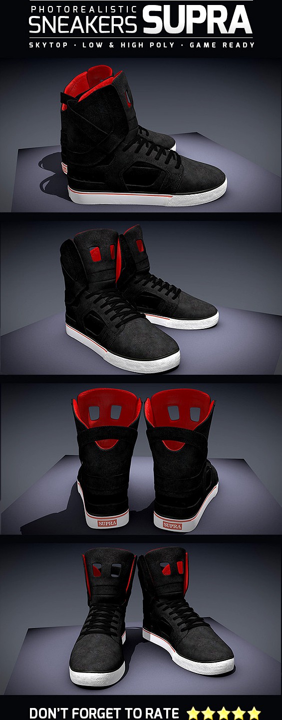 Sneakers Supra SkyTop II - Photorealistic