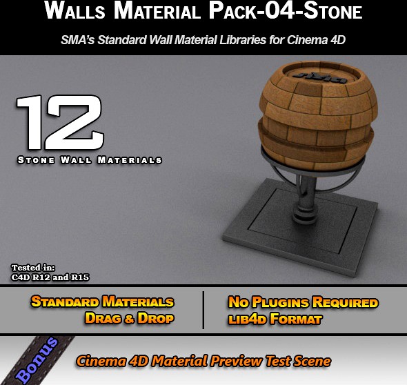 Standard Walls Material Pack-04-Stone for C4D