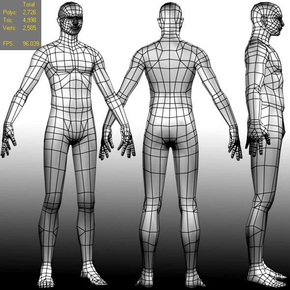 Low polygon Base mesh (Male)