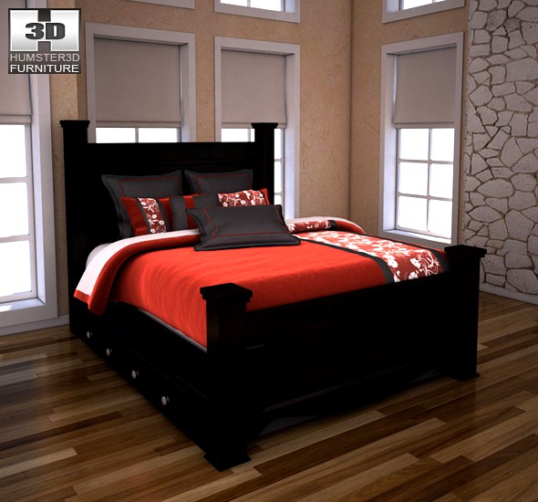 Ashley Shay Queen Poster Bed with Storage