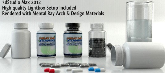 Realistic Pill Bottles Including Lightbox Setup