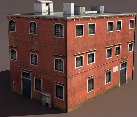Prison Building Low Poly 3d Model