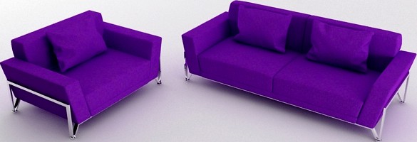 Vogue 3 PC Purple Microfiber Sofa Set