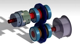 Spur Gear Assembly with Pulley & Coupling