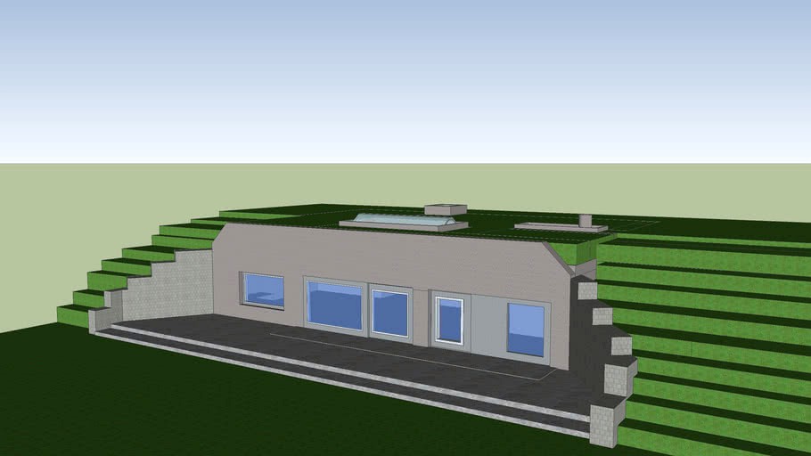 Underground House - delta + earthen roof naturalistic rendering