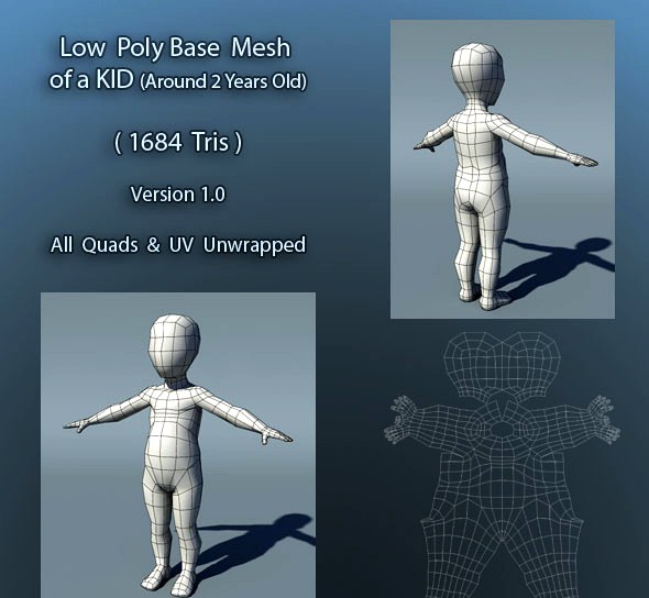 Kid Low Poly Base Mesh Ver1.0