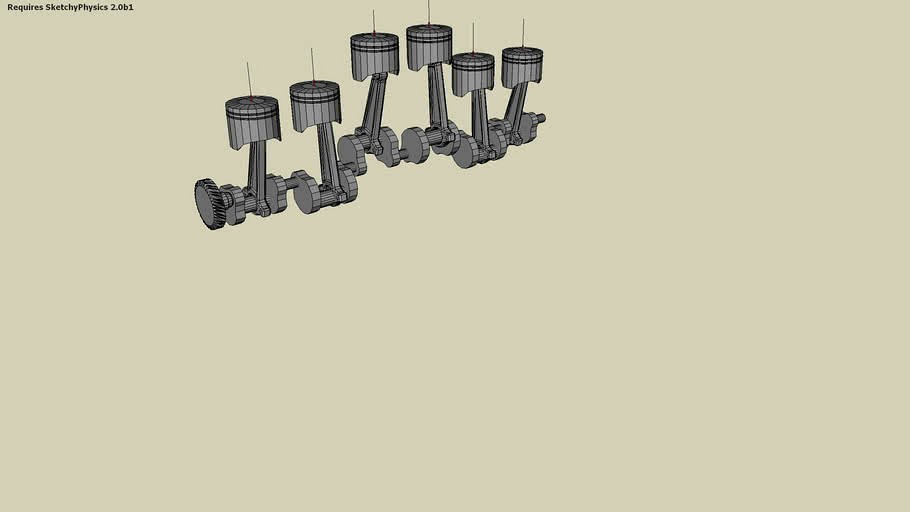SketchyPhysics 6 cylinder engine