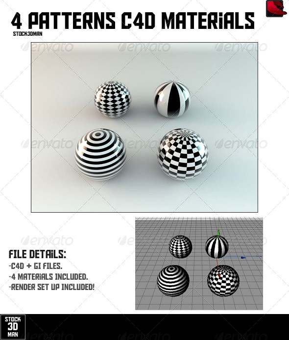 4 Patterns Cinema 4D Materials