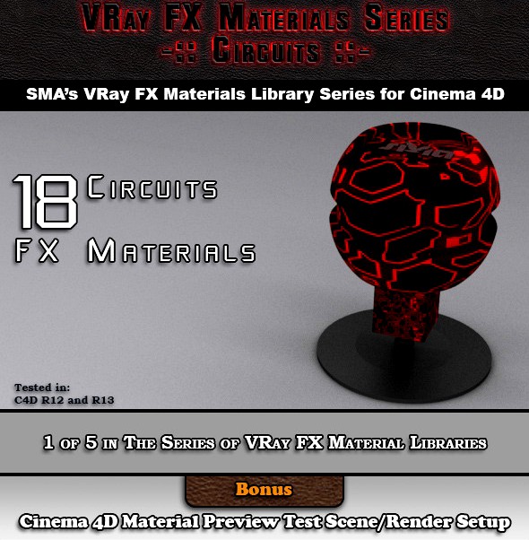 18 VRay FX Circuits Material Pack for Cinema 4D